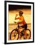 Young Woman Drinking Water Sitting on a Bicycle-null-Framed Photographic Print