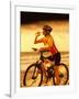 Young Woman Drinking Water Sitting on a Bicycle-null-Framed Photographic Print