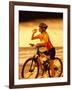 Young Woman Drinking Water Sitting on a Bicycle-null-Framed Photographic Print