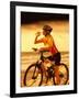 Young Woman Drinking Water Sitting on a Bicycle-null-Framed Photographic Print