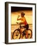 Young Woman Drinking Water Sitting on a Bicycle-null-Framed Photographic Print