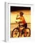 Young Woman Drinking Water Sitting on a Bicycle-null-Framed Photographic Print