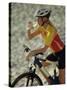 Young Woman Drinking Water While Sitting on a Bicycle-null-Stretched Canvas