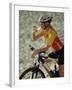 Young Woman Drinking Water While Sitting on a Bicycle-null-Framed Premium Photographic Print