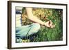 Young Woman during Relaxation and Meditation in Park Meditation Session. Frame Shows Half of Body.-B-D-S-Framed Photographic Print