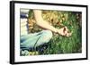 Young Woman during Relaxation and Meditation in Park Meditation Session. Frame Shows Half of Body.-B-D-S-Framed Photographic Print