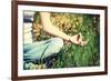 Young Woman during Relaxation and Meditation in Park Meditation Session. Frame Shows Half of Body.-B-D-S-Framed Photographic Print