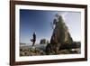 Young Woman Enjoying the Coast-Colin Brynn-Framed Photographic Print