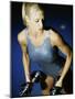 Young Woman Exercising with Dumbbells-null-Mounted Photographic Print