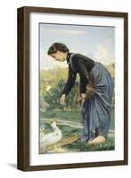 Young Woman Feeding a Duck, 1871-Cristiano Banti-Framed Giclee Print