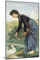 Young Woman Feeding a Duck, 1871-Cristiano Banti-Mounted Giclee Print