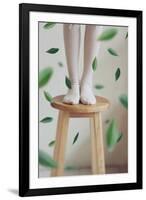 Young Woman Feet in Socks on a Stool-Carolina Hernandez-Framed Photographic Print