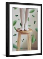 Young Woman Feet in Socks on a Stool-Carolina Hernandez-Framed Premium Photographic Print