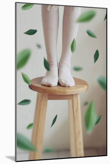 Young Woman Feet in Socks on a Stool-Carolina Hernandez-Mounted Photographic Print