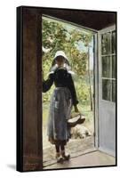Young Woman from Boyardville (Ile D'Oléron) on the Doorstep-Anna Bilinska-Framed Stretched Canvas
