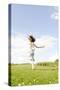 Young Woman, Fun, Meadow, Jumping-Axel Schmies-Stretched Canvas