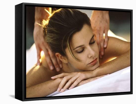 Young Woman Getting a Back Massage-null-Framed Stretched Canvas