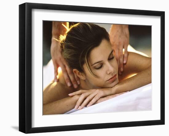 Young Woman Getting a Back Massage-null-Framed Photographic Print