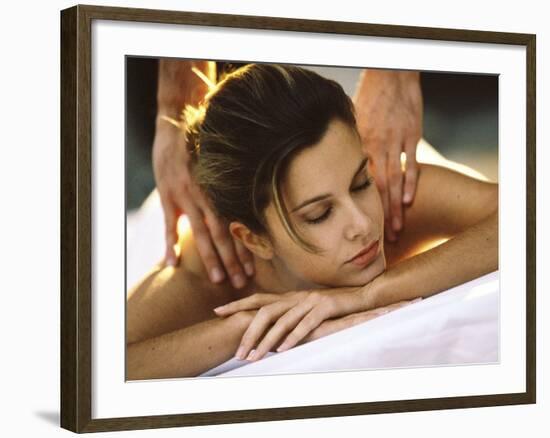 Young Woman Getting a Back Massage-null-Framed Photographic Print