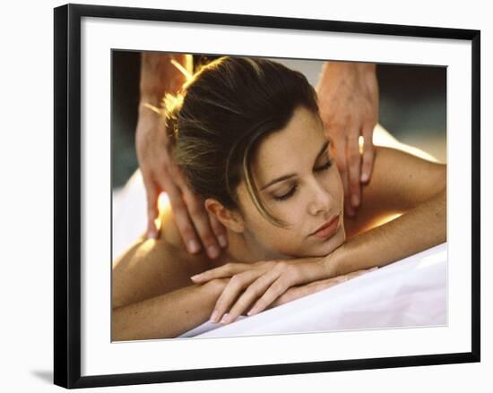 Young Woman Getting a Back Massage-null-Framed Photographic Print