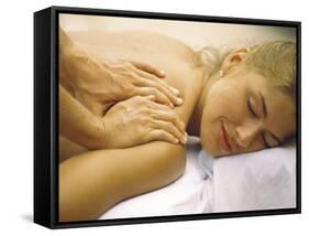 Young Woman Getting a Shoulder Massage-null-Framed Stretched Canvas