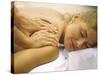 Young Woman Getting a Shoulder Massage-null-Stretched Canvas
