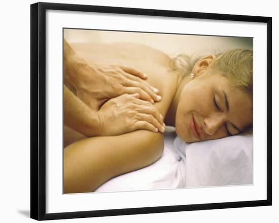 Young Woman Getting a Shoulder Massage-null-Framed Photographic Print