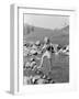 Young Woman Hiking Through a Stream of Water-null-Framed Photo