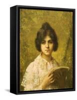 Young Woman Holding a Book-Alexei Alexeivich Harlamoff-Framed Stretched Canvas