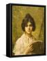 Young Woman Holding a Book-Alexei Alexeivich Harlamoff-Framed Stretched Canvas