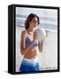 Young Woman Holding a Volleyball-null-Framed Stretched Canvas