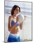 Young Woman Holding a Volleyball-null-Mounted Photographic Print