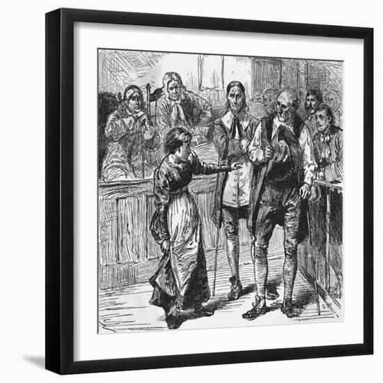 Young Woman Holding Her Dress While Speaking in Courtroom-null-Framed Giclee Print