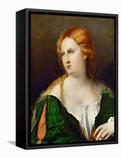 Young Woman in a Green Dress, a Box in Her Hand, Ca 1514-Jacopo Palma Il Vecchio the Elder-Framed Stretched Canvas