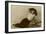 Young Woman in a Large Hat Sitting on Straw-null-Framed Photographic Print