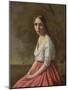 Young Woman in a Pink Skirt, C.1845-50 (Oil on Canvas)-Jean Baptiste Camille Corot-Mounted Giclee Print