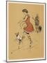 Young Woman in a Red Swimsuit with Her White Bulldog on the Beach-Cecil Aldin-Mounted Art Print