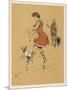 Young Woman in a Red Swimsuit with Her White Bulldog on the Beach-Cecil Aldin-Mounted Art Print