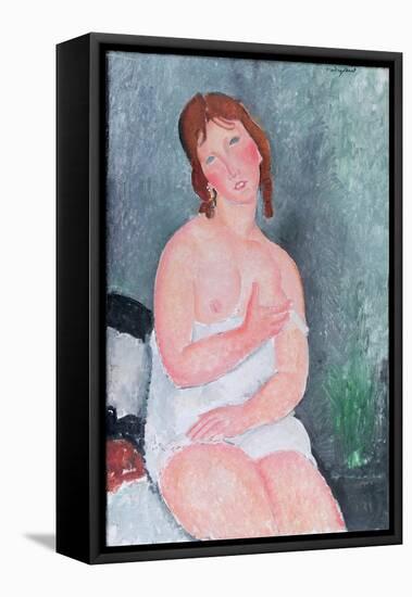 Young Woman in a Shirt, or the Little Milkmaid, 1917-18-Amedeo Modigliani-Framed Stretched Canvas
