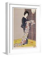 Young Woman in a Summer Kimono, 1920-Goyo Hashiguchi-Framed Giclee Print