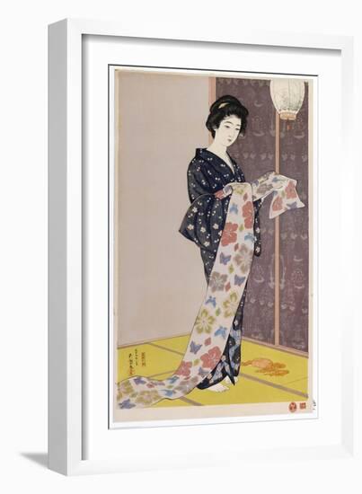 Young Woman in a Summer Kimono, 1920-Goyo Hashiguchi-Framed Giclee Print