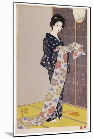 Young Woman in a Summer Kimono, 1920-Goyo Hashiguchi-Mounted Giclee Print