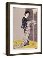 Young Woman in a Summer Kimono-Hashiguchi Goyo-Framed Giclee Print