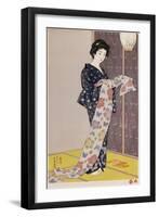 Young Woman in a Summer Kimono-Hashiguchi Goyo-Framed Giclee Print