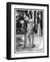 Young Woman in an Abstract Print Bikini with Broderie Anglaise Trim Towel Dries Her Hair-null-Framed Art Print