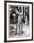 Young Woman in an Abstract Print Bikini with Broderie Anglaise Trim Towel Dries Her Hair-null-Framed Art Print