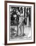 Young Woman in an Abstract Print Bikini with Broderie Anglaise Trim Towel Dries Her Hair-null-Framed Art Print