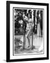 Young Woman in an Abstract Print Bikini with Broderie Anglaise Trim Towel Dries Her Hair-null-Framed Art Print