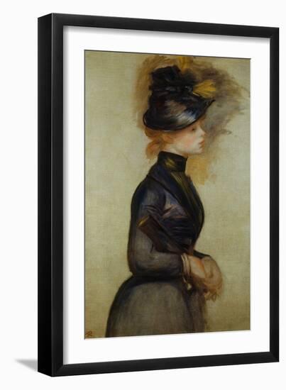 Young Woman in Blue Going to the Conservatory-Pierre-Auguste Renoir-Framed Giclee Print