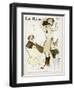 Young Woman in Corset Chemise and Stockings Secures Her New Hat-Jacques Wely-Framed Art Print